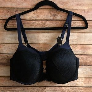 SOLD Torrid Blue and Black Lace Bra Size 42D NWT
